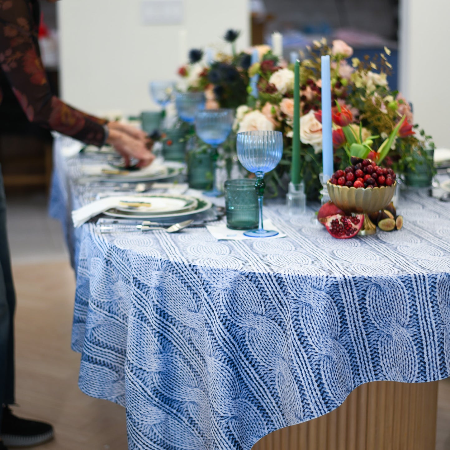 Velvet Cable Print in Pretty Blue