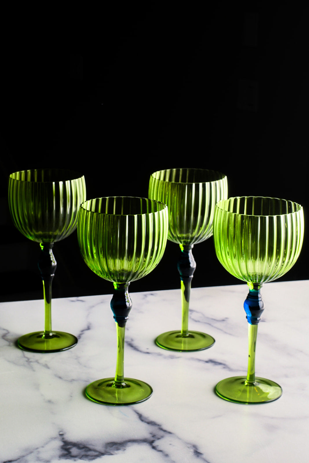 The Bordeaux Glass, Green x Blue (set of 4)