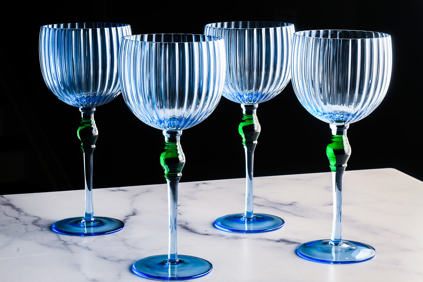 The Bordeaux Glass, Blue X Green (set of 4)