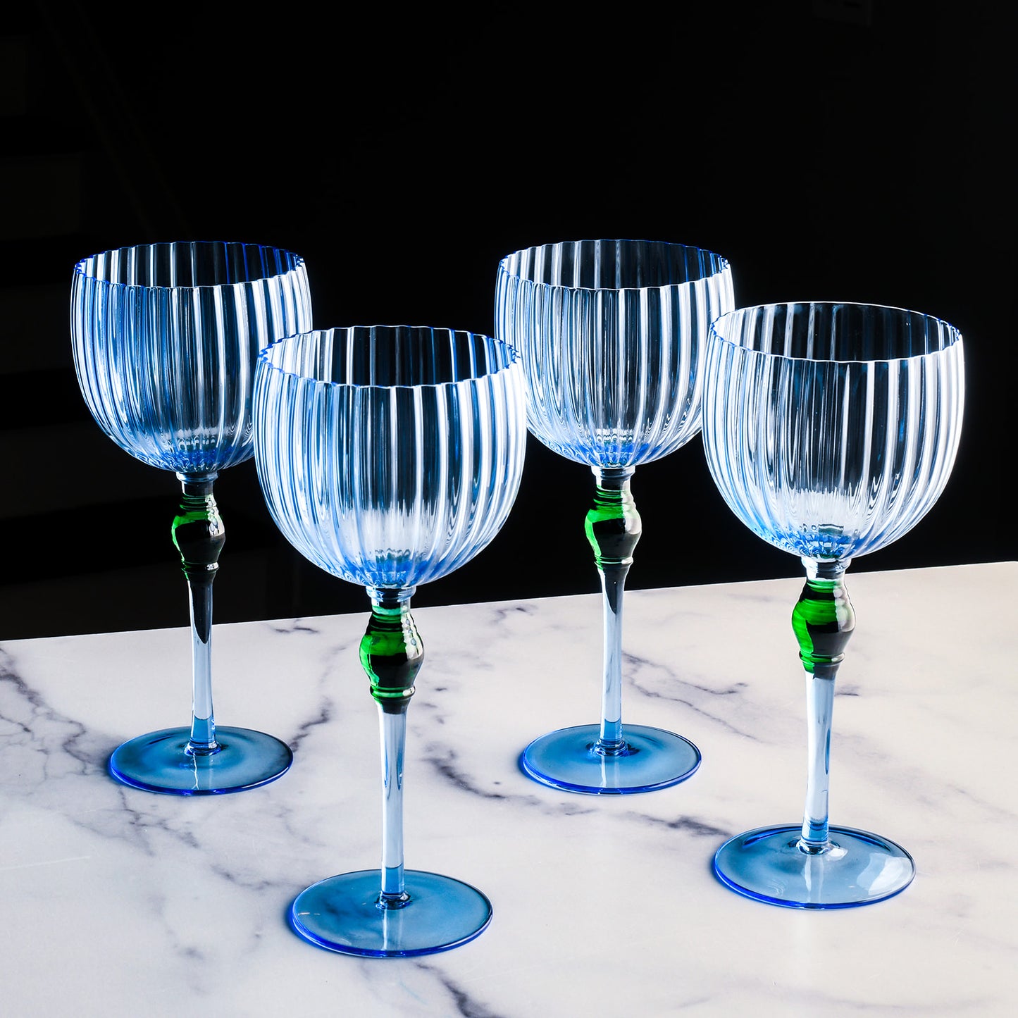 The Bordeaux Glass, Blue X Green (set of 4)