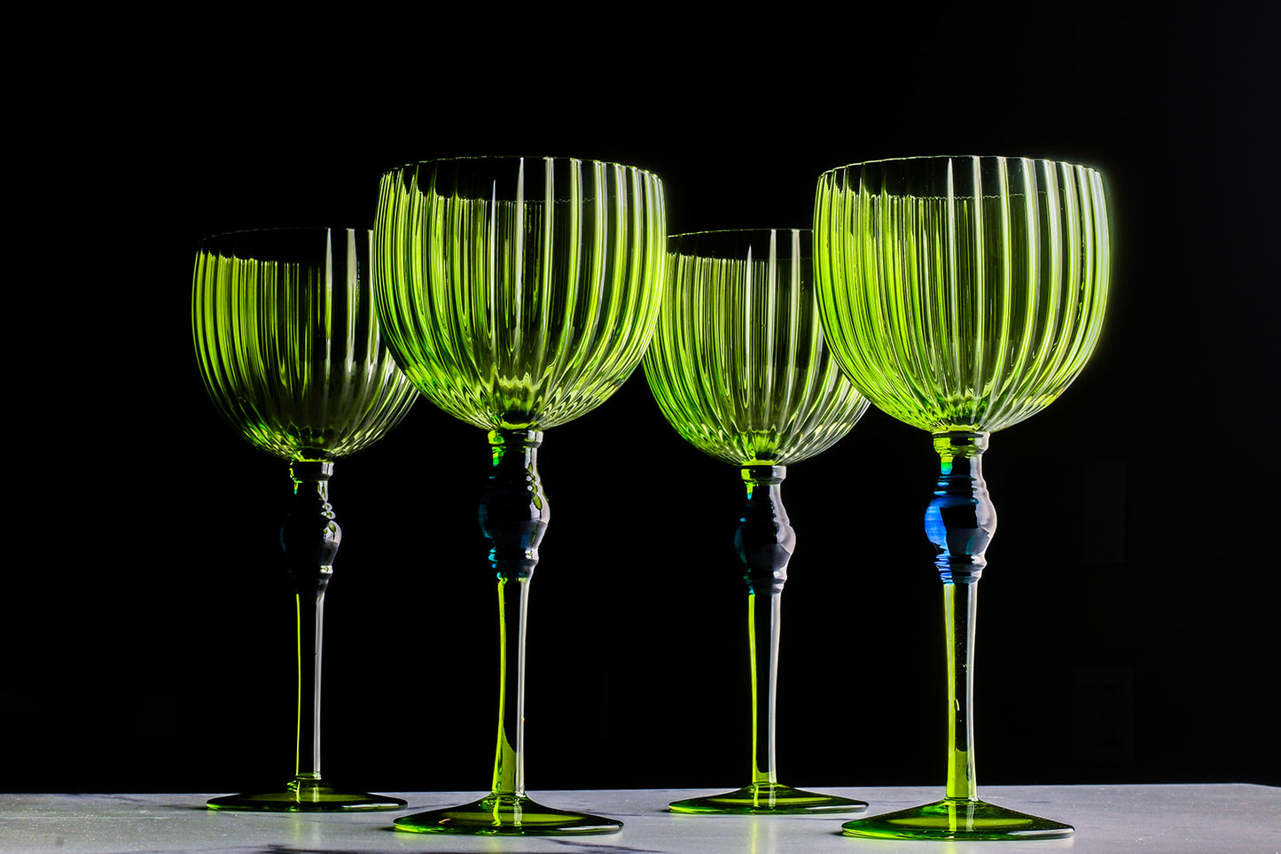 The Bordeaux Glass, Green x Blue (set of 4)