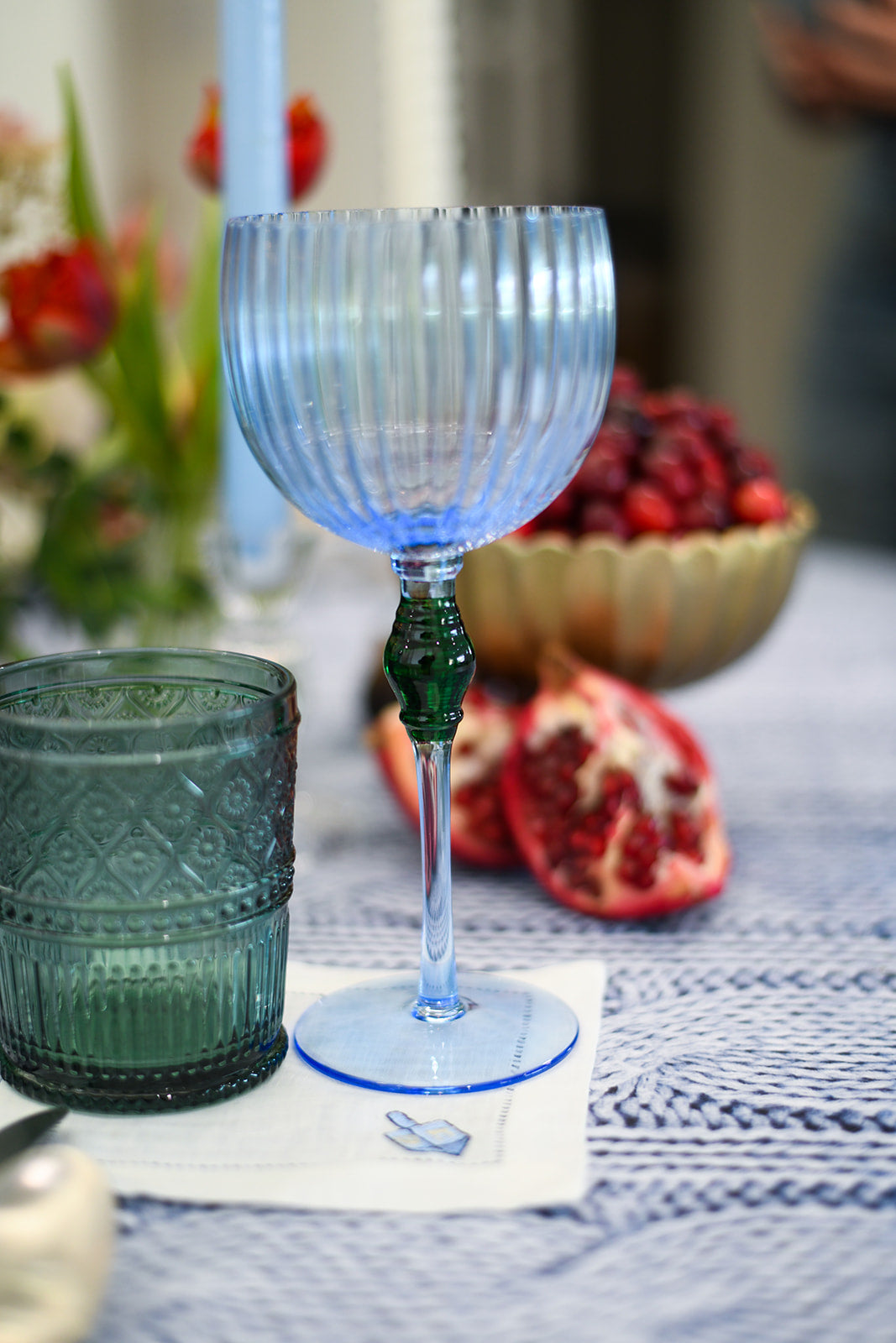 The Bordeaux Glass, Blue X Green (set of 4)