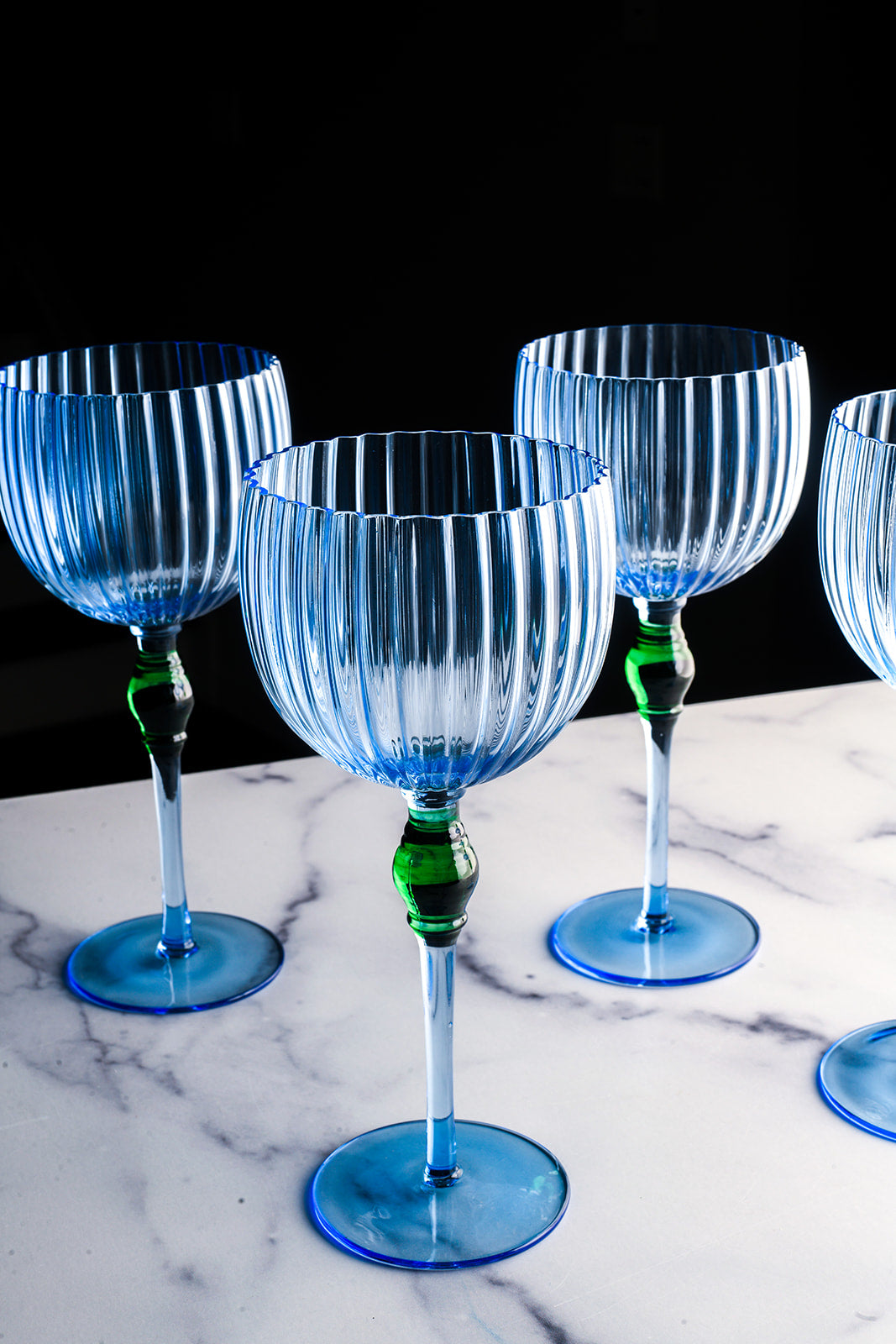 The Bordeaux Glass, Blue X Green (set of 4)