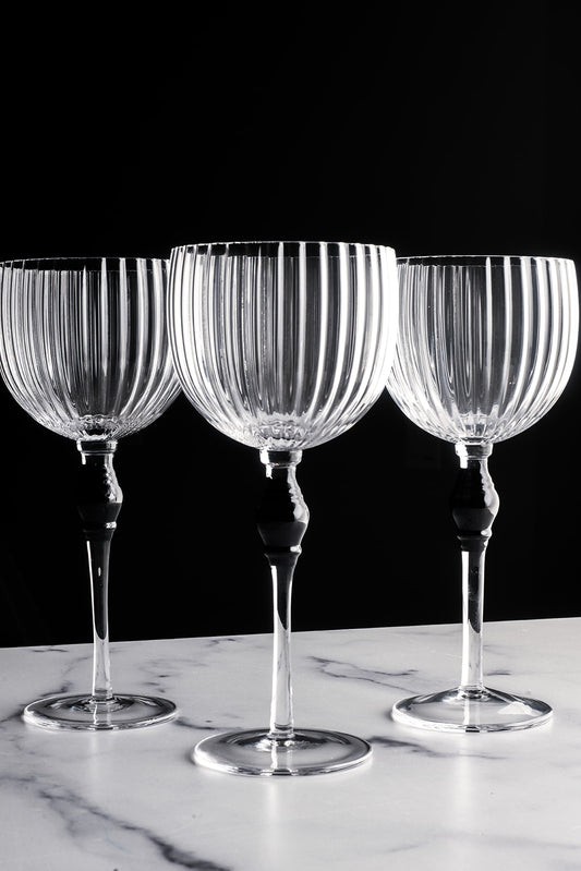 The Bordeaux Glass, Clear x Black (set of 4)