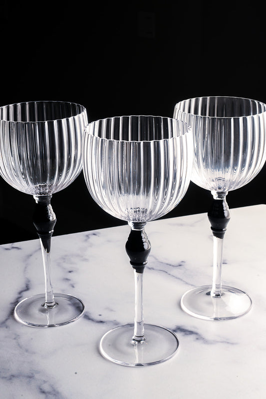 The Bordeaux Glass, Clear x Black (set of 4)