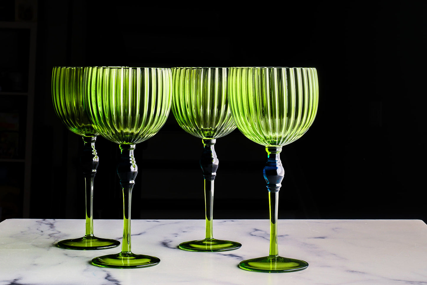 The Bordeaux Glass, Green x Blue (set of 4)